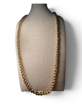 Vintage Christian Dior Thick Gold Rope Chain Necklace Statement Designer